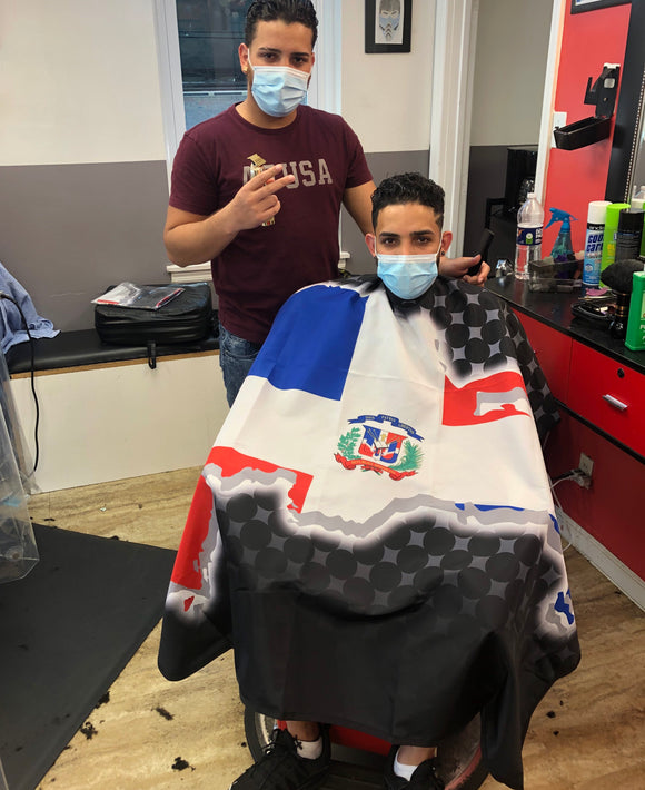 Kabod dominican flag flag professional Barber Cape w/ Snap Button