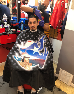 Kabod  puerto rican flag  professional  Barber Cape w/ Snap Button